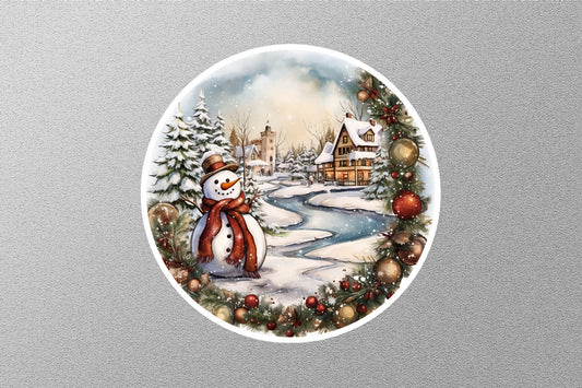 Snowman Wreath Christmas Sticker