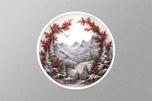 Snowy Mountains Christmas Sticker