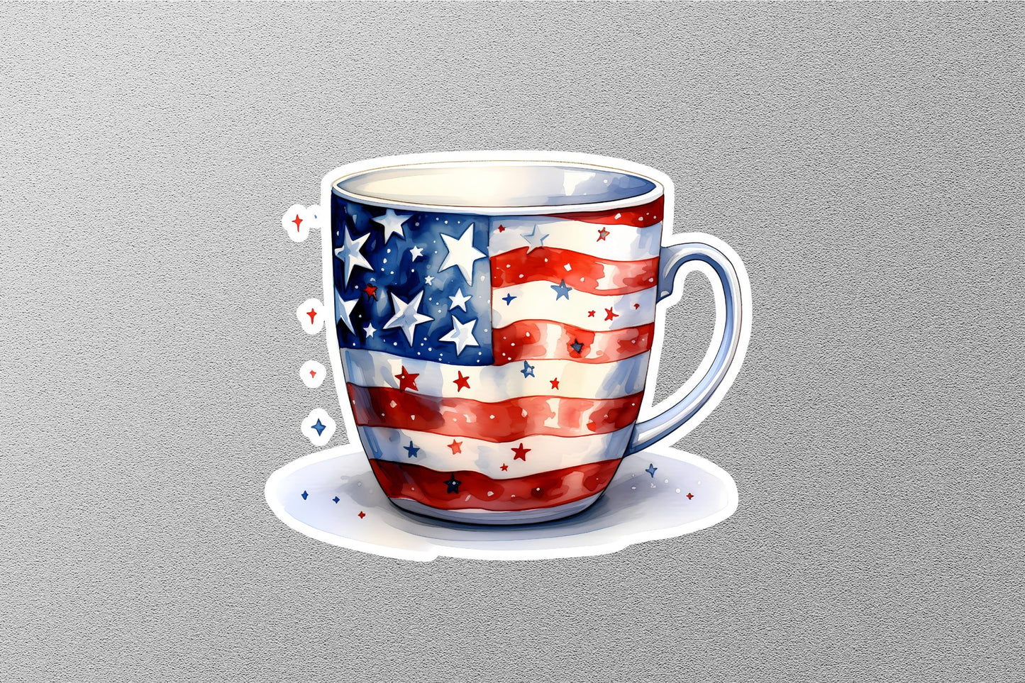 American Flag on Tea Cup Sticker