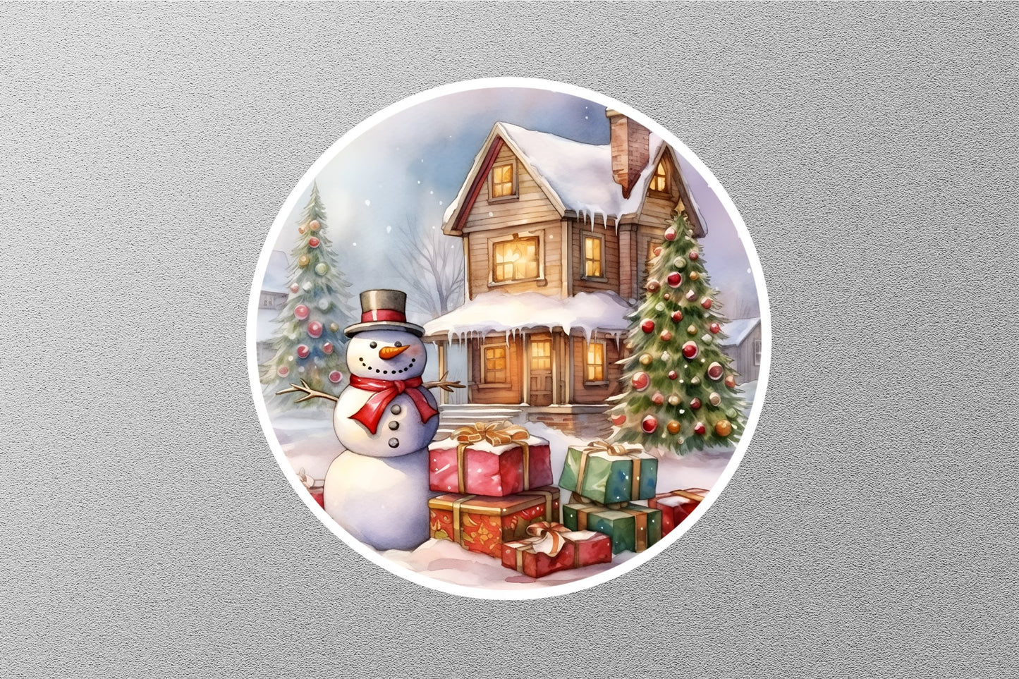 Snowman With Christmas Gifts Christmas Sticker
