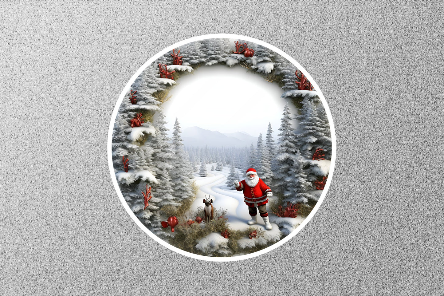 Santa Claus In Snowy Forest Christmas Sticker