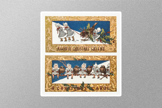 Vintage Bird Greeting Card Christmas Sticker