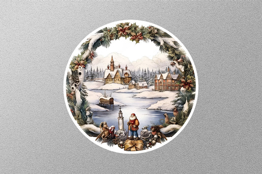 Snowy Village Christmas Sticker