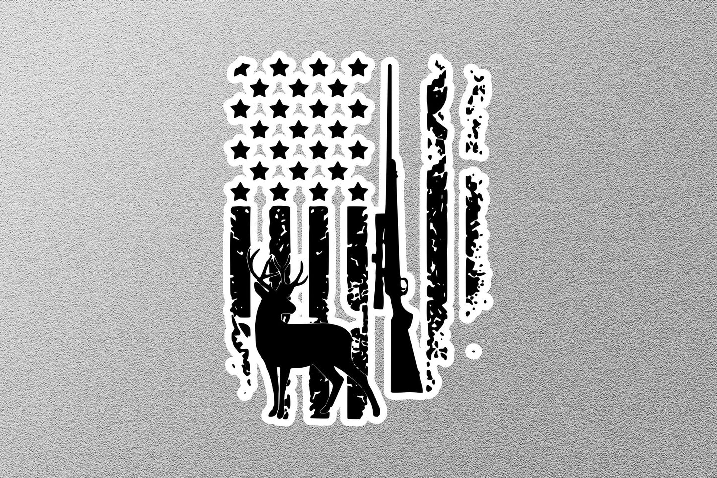 Deer Hunt USA Flag Sticker
