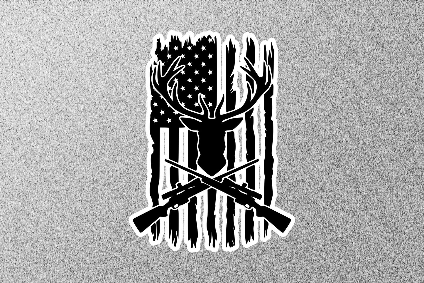 USA Flag Hunting Deer Sticker