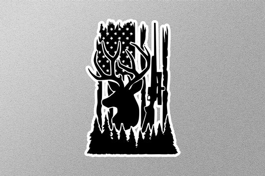 USA Flag Hunting Deer Sticker