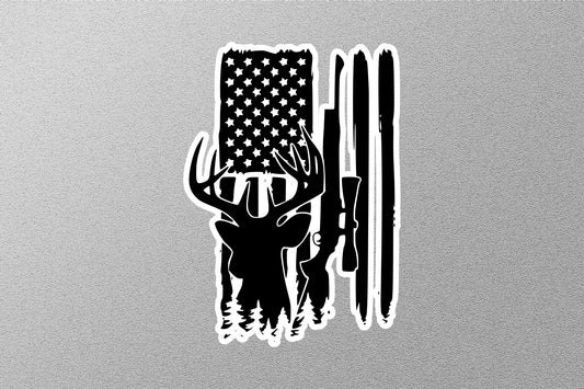 Deer American Flag Distressed Sticker