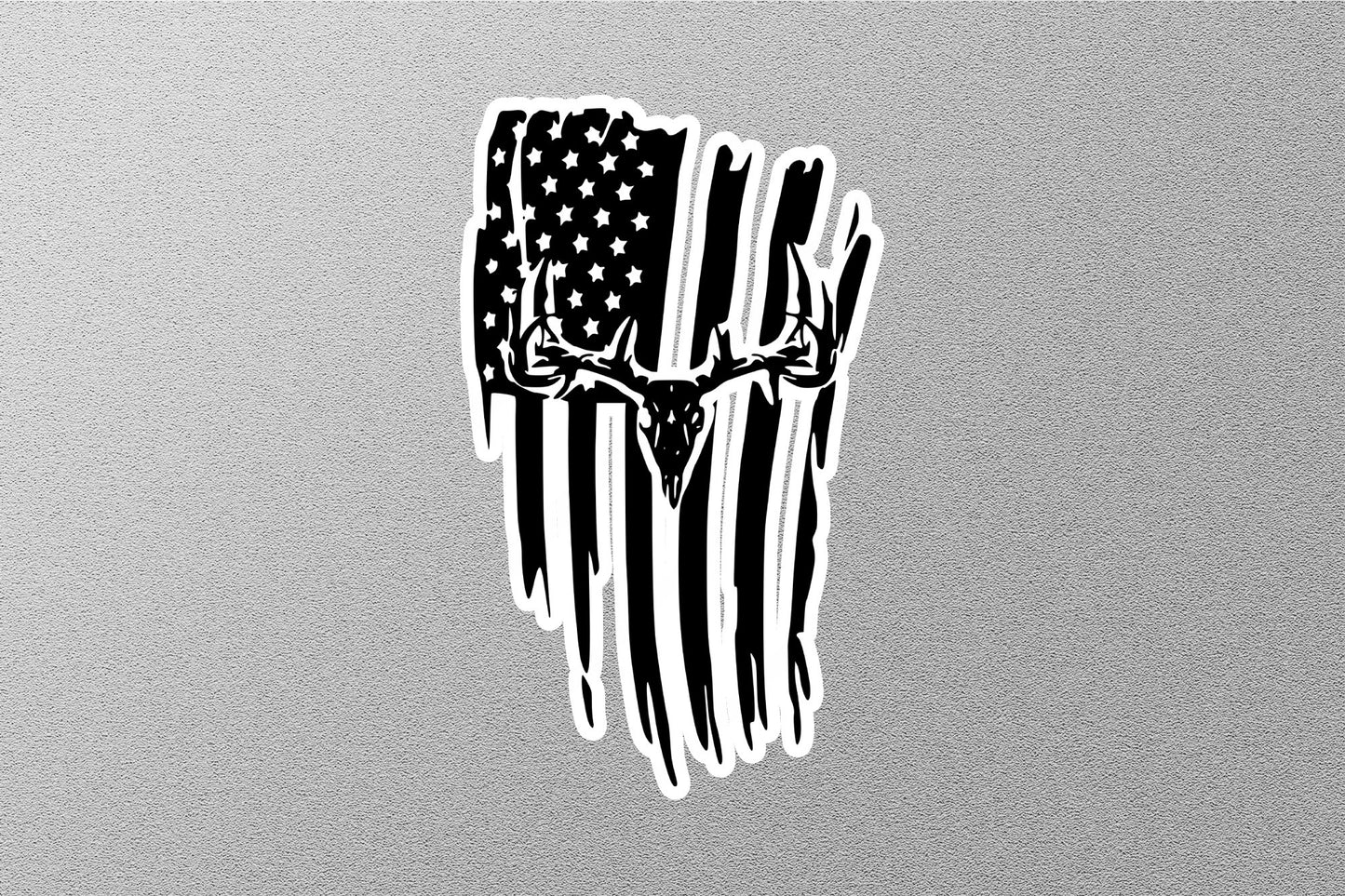 Deer Skull American Flag Sticker