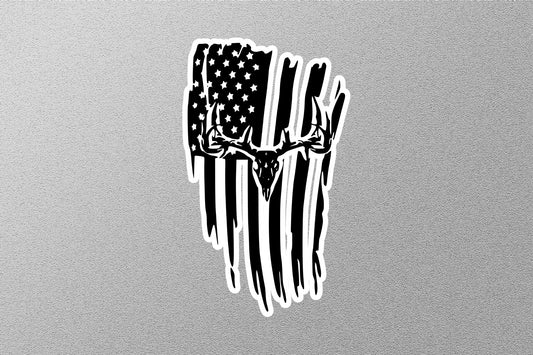 Deer Skull American Flag Sticker