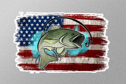 Sublimation Fish American Flag Sticker