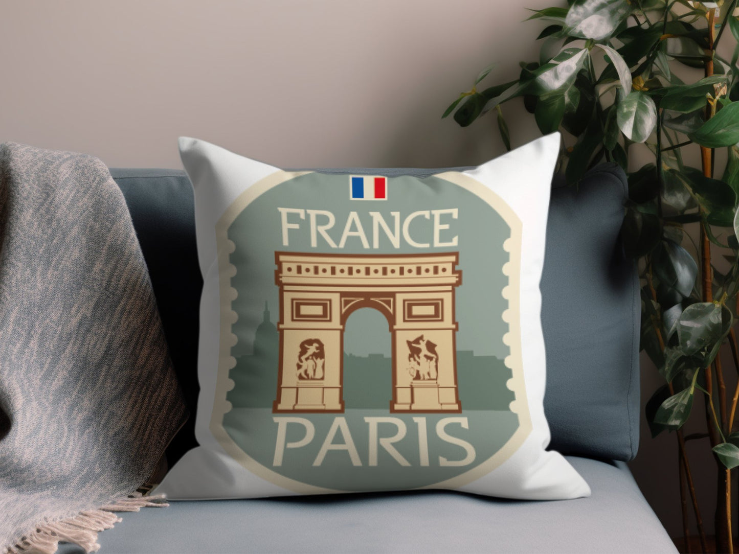 Vintage France Paris Throw Pillow