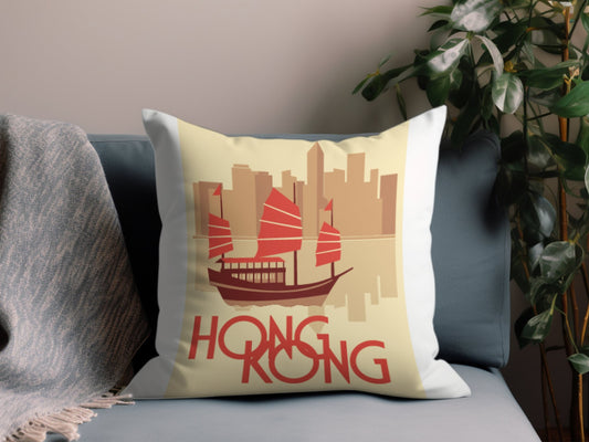 Vintage Hong Kong Throw Pillow