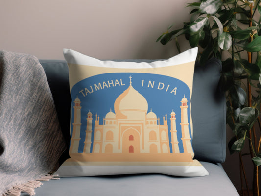 Vintage Taj Mahal Throw Pillow