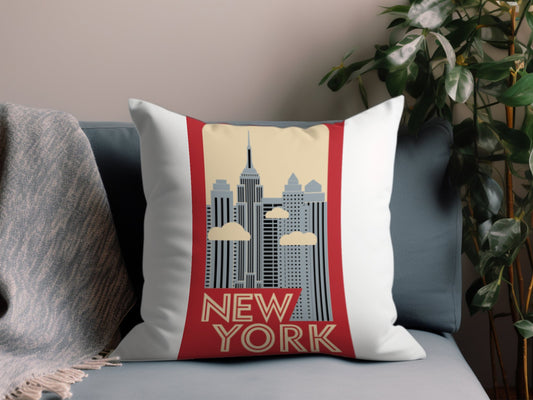 Vintage New York Throw Pillow