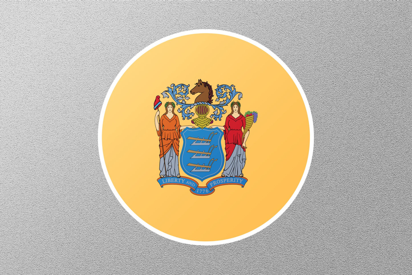 New Jersey State Flag Circle Sticker