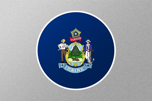 Maine State Flag Circle Sticker