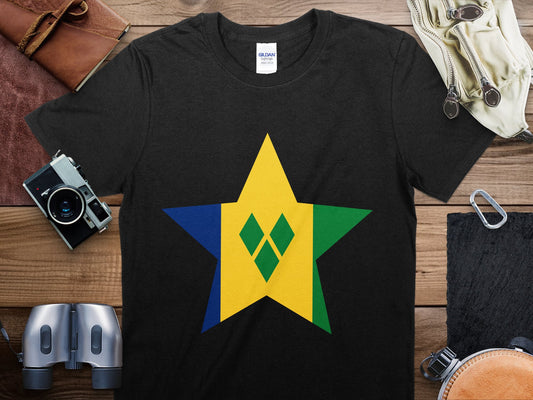 Saint Vincent and The Grenadines Star Flag T-Shirt, Saint Vincent and The Grenadines Flag Shirt