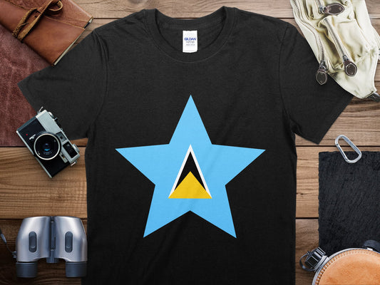 Saint Lucia Star Flag T-Shirt, Saint Lucia Flag Shirt