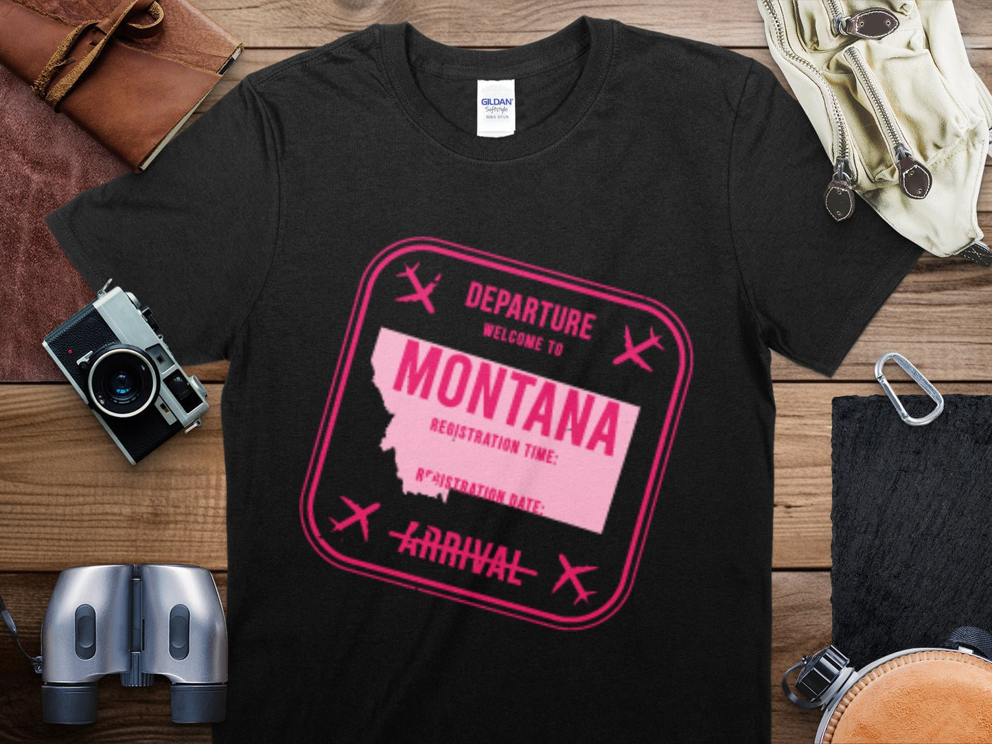 Montana Stamp Travel T-Shirt, Montana Travel Shirt