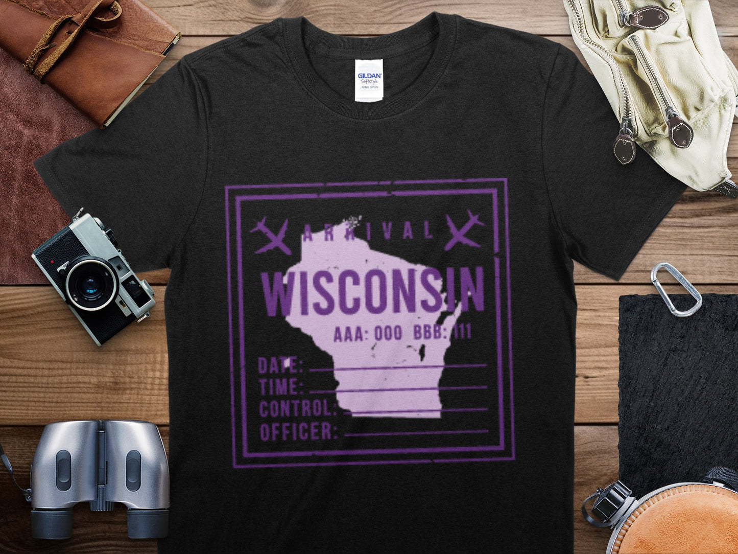 Wisconsin Stamp Travel T-Shirt, Wisconsin Travel Shirt