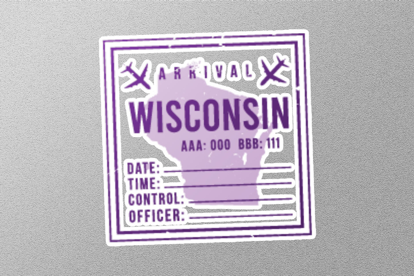 Wholesale Wisconsin Arrival Travel Stamp Sticker