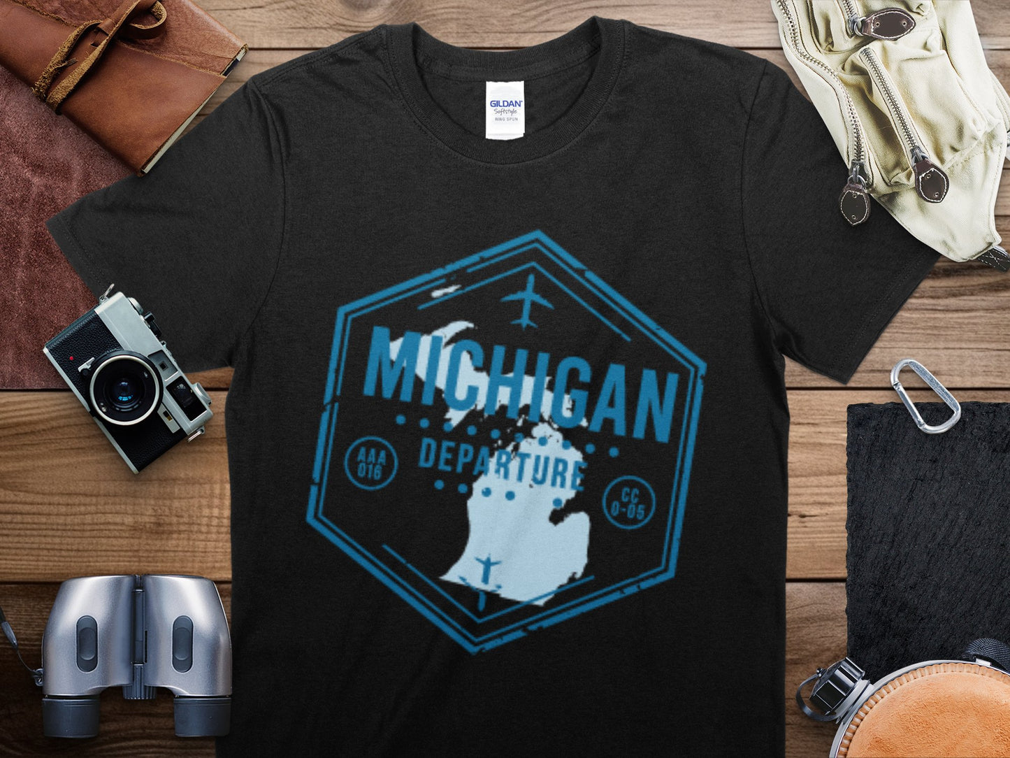 Michigan Stamp Travel T-Shirt, Michigan Travel Shirt