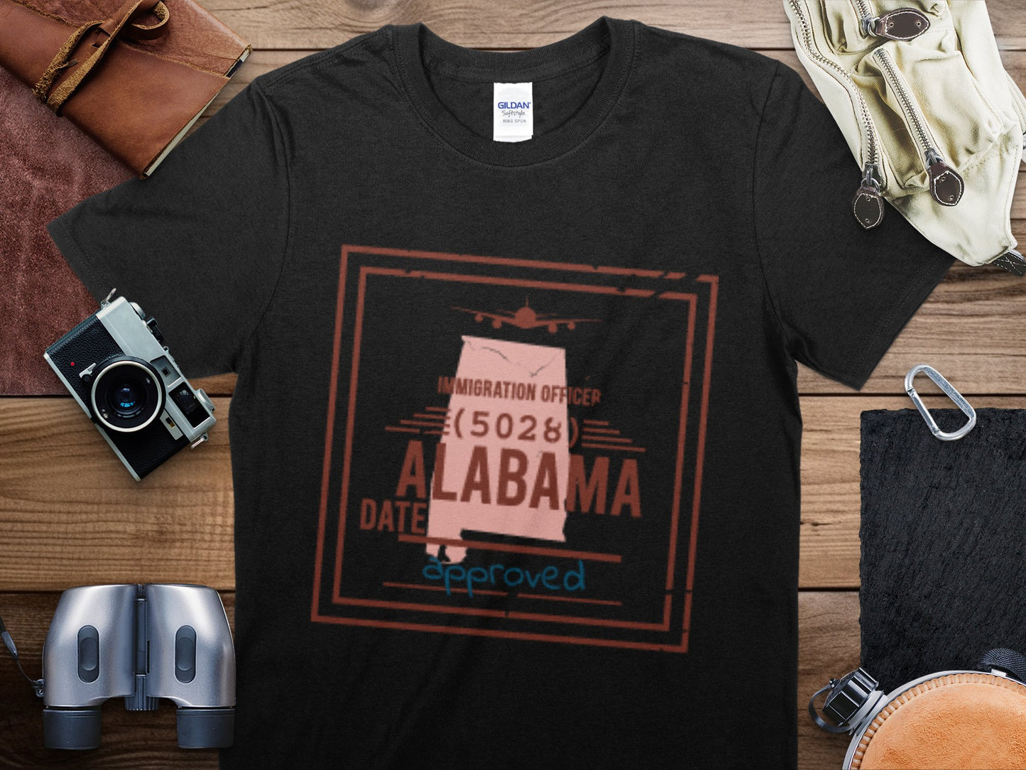 Alabama Stamp Travel T-Shirt, Alabama Travel Shirt