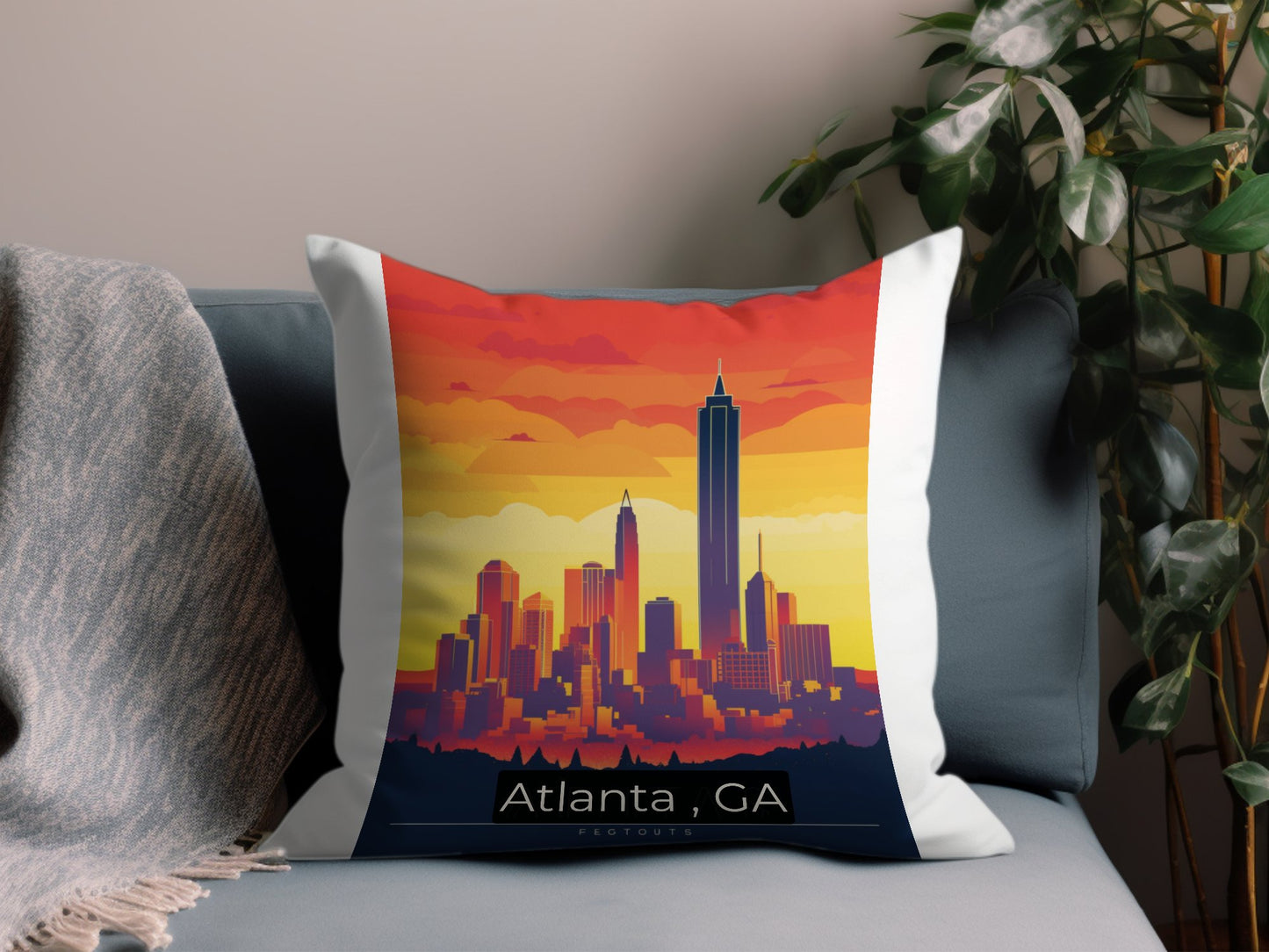 Vintage Atlanta GA 2 Throw Pillow