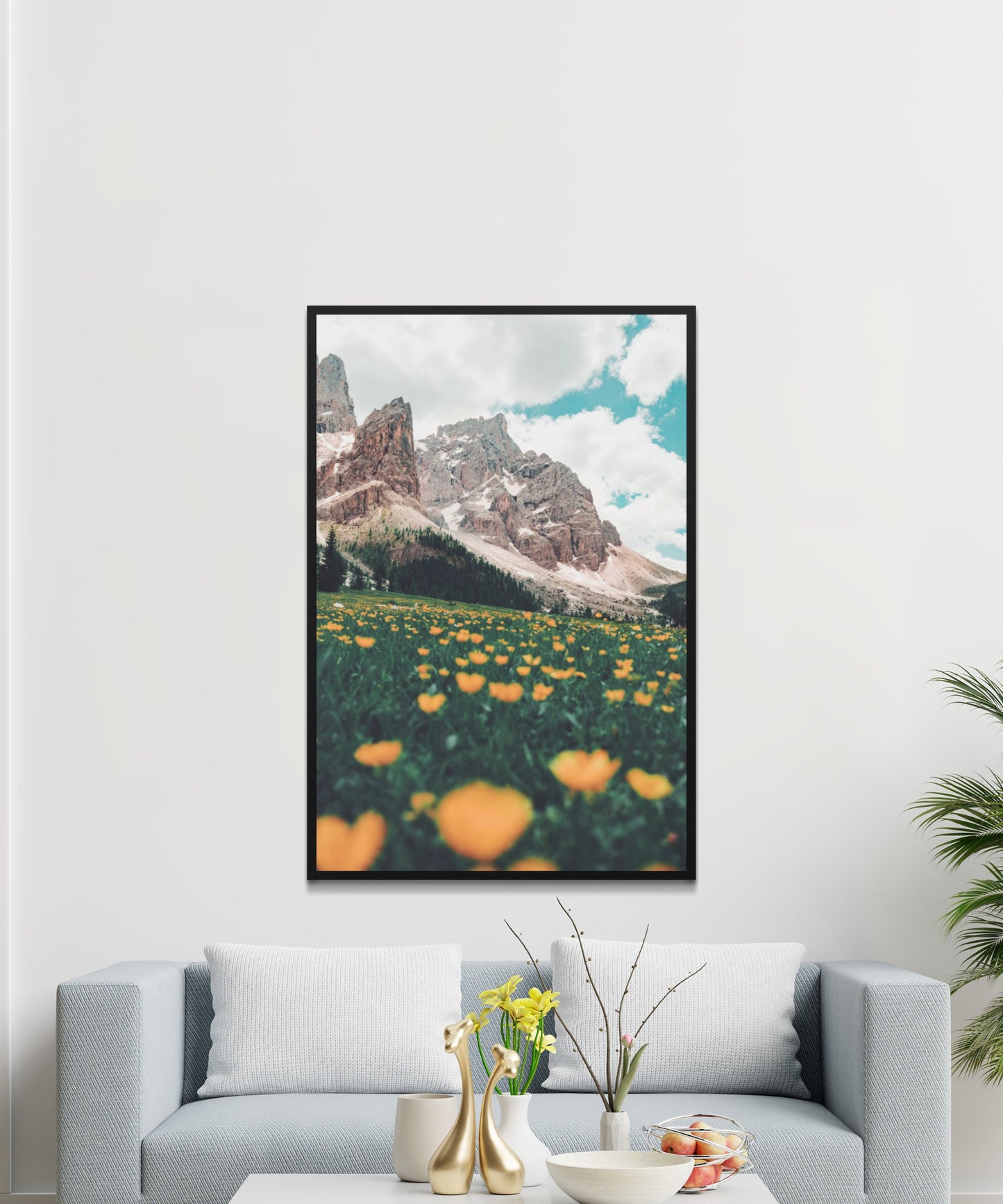 Mountains And Flowers Poster - Matte Paper
