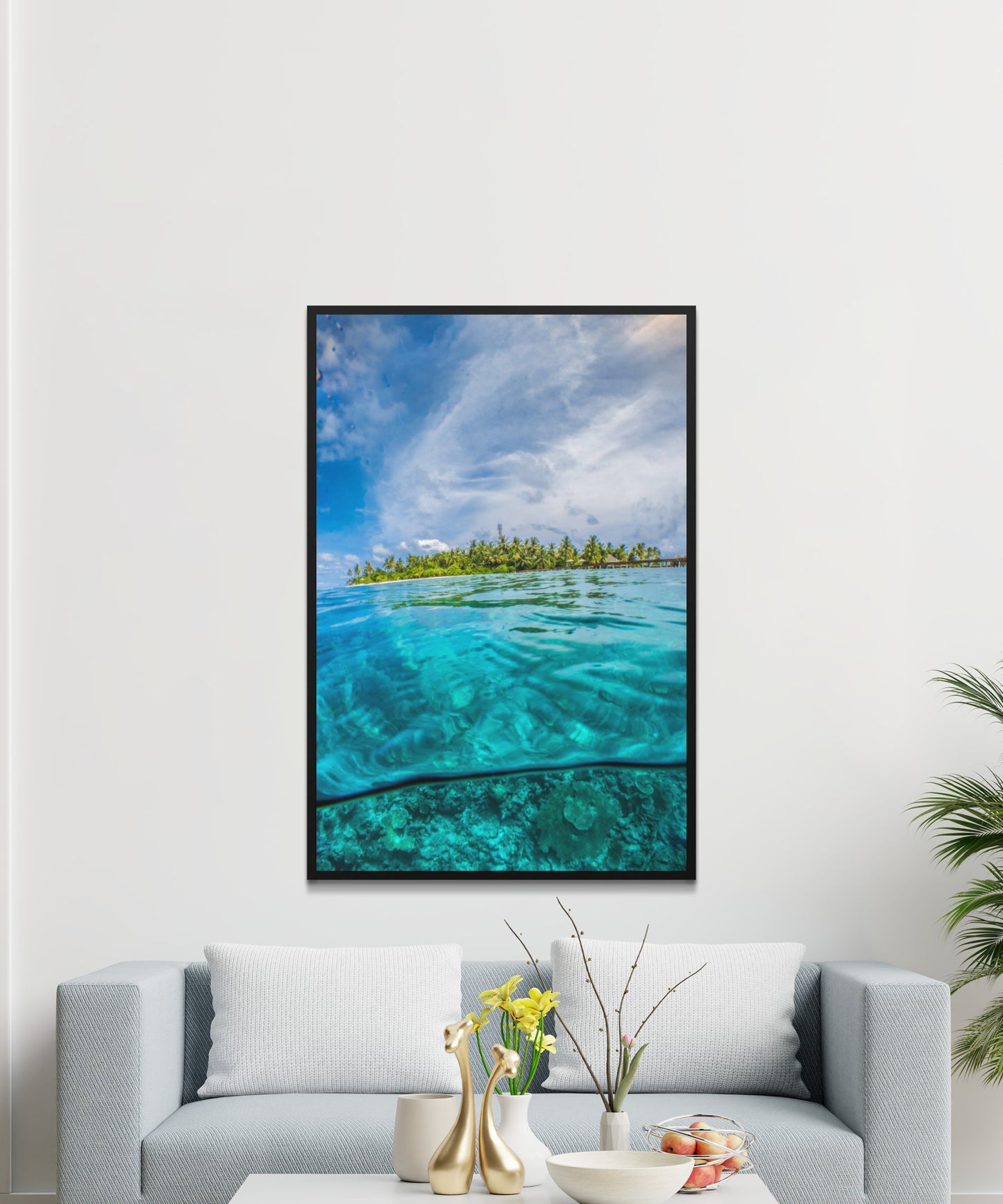 Blue Clear Ocean and Tropical Island Poster - Matte Paper
