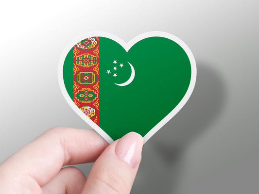 Turkmenistan Heart Flag Sticker