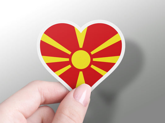 North Macedonia Heart Flag Sticker