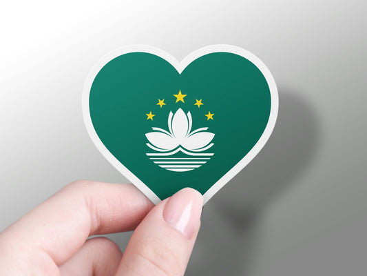 Macau Heart Flag Sticker