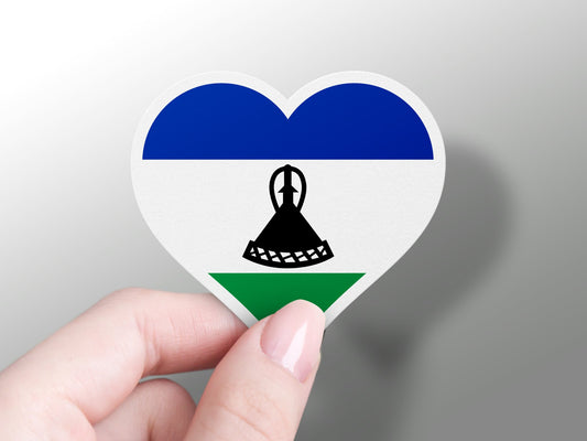 Lesotho Heart Flag Sticker