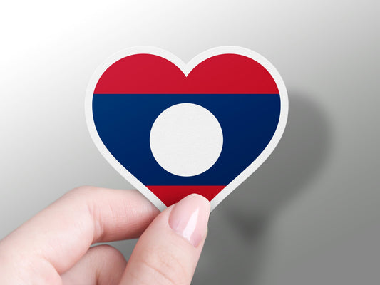 Laos Heart Flag Sticker