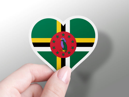 Heart Dominica Flag Sticker