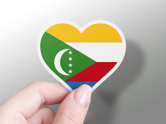 Heart Comoros Flag Sticker