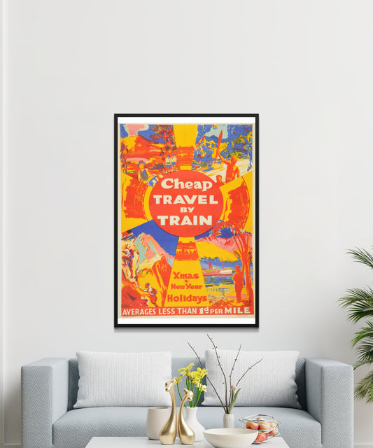 Vintage Train Travel Poster - Matte Paper
