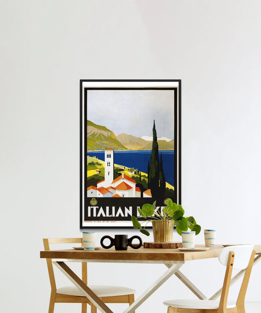 Vintage Italian Lakes Travel Poster - Matte Paper
