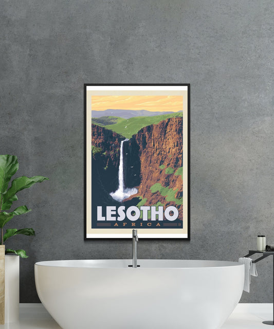 Vintage Lesotho Travel Poster - Matte Paper