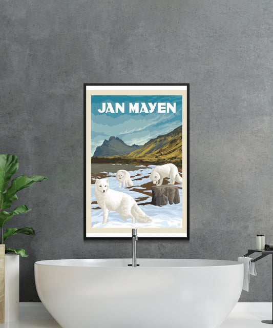 Vintage Jan Mayen Travel Poster - Matte Paper