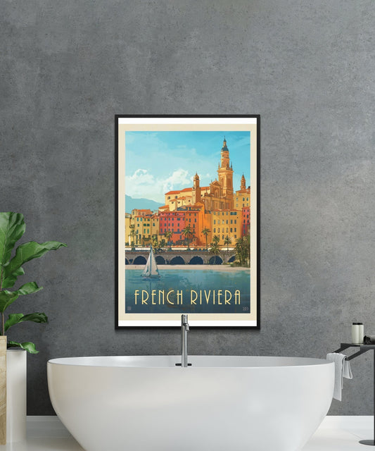 Vintage French Riviera Travel Poster - Matte Paper