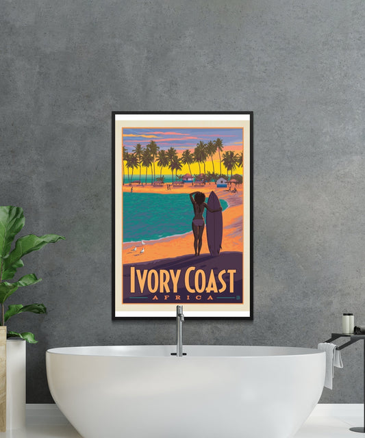 Vintage Ivory Coast Travel Poster - Matte Paper