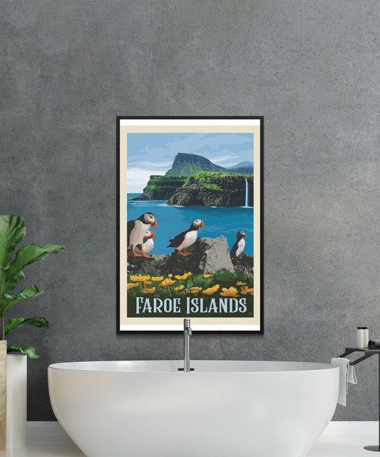 Vintage Faroe Island Travel Poster - Matte Paper