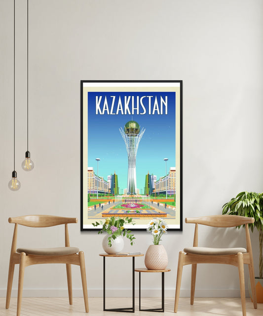 Vintage Kazakhstan Travel Poster - Matte Paper