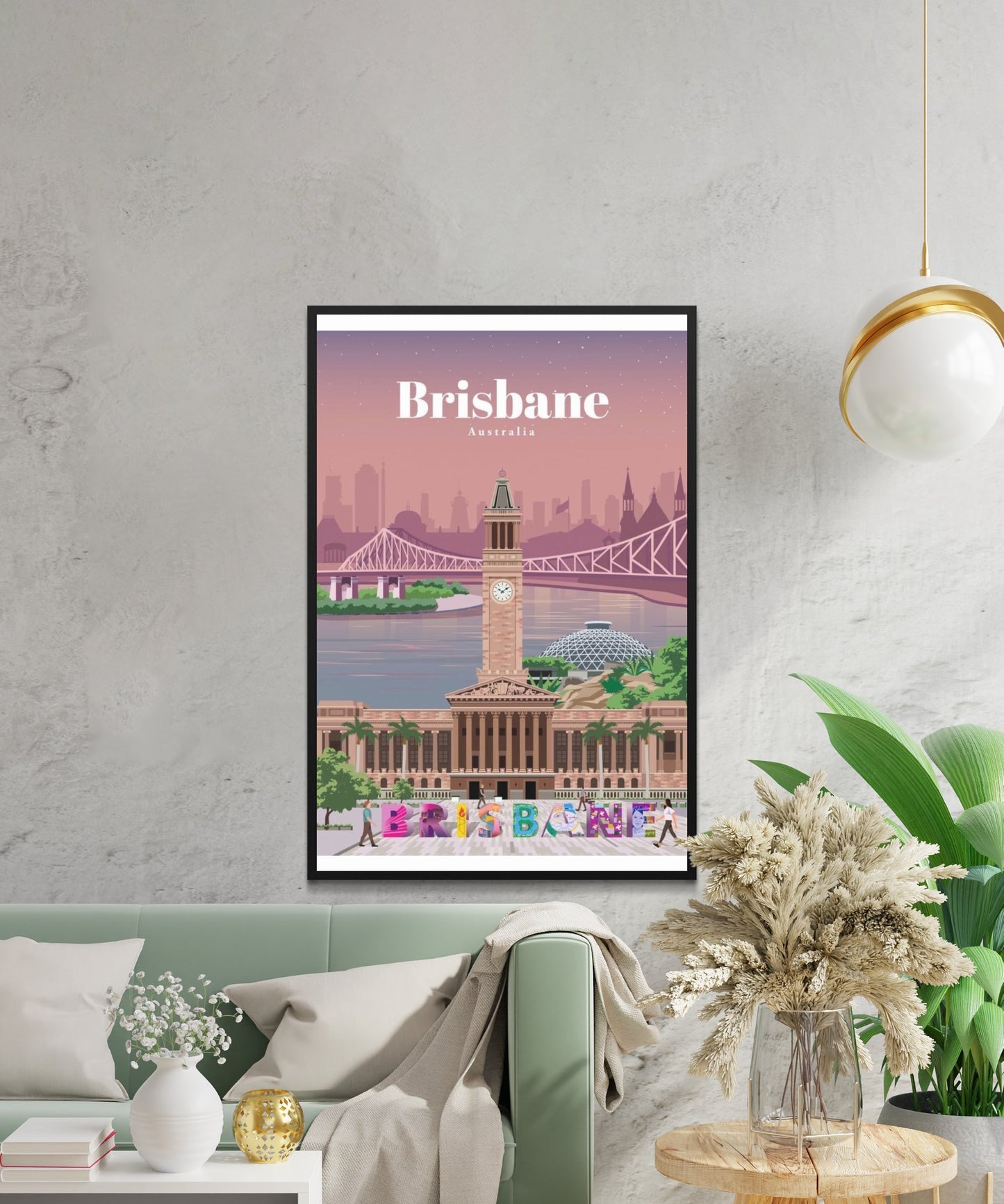 Vintage Brisbane Travel Poster - Matte Paper