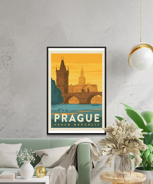 Vintage Prague Travel Poster - Matte Paper