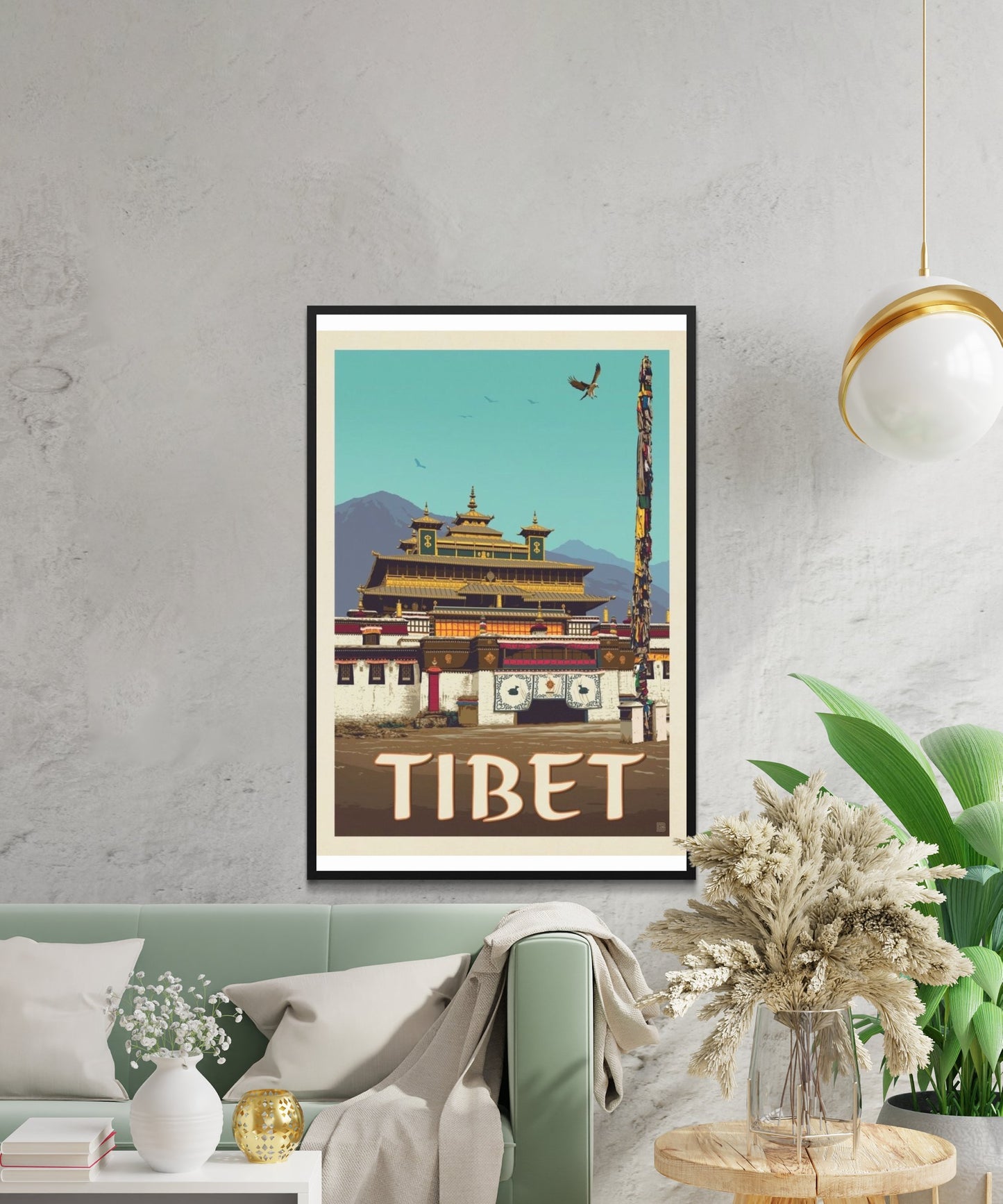 Vintage Tibet Travel Poster - Matte Paper