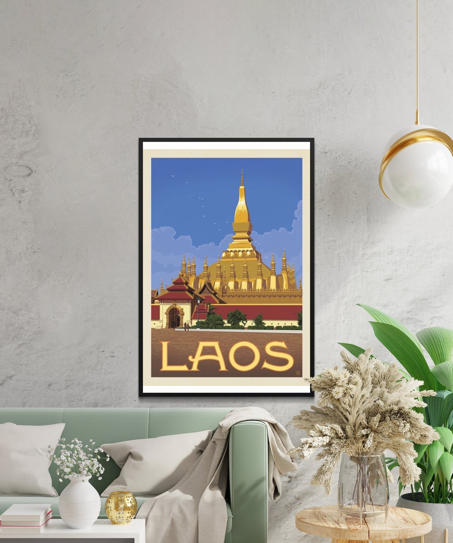 Vintage Laos Travel Poster - Matte Paper