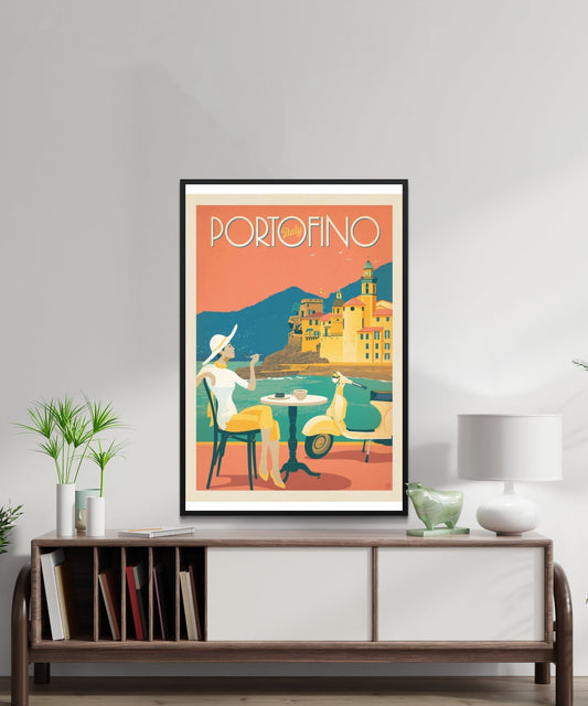 Vintage Portofino Travel Poster - Matte Paper